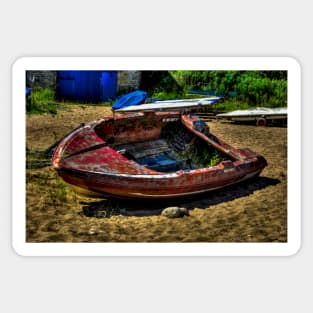 Abandoned Boat On Beach Sticker